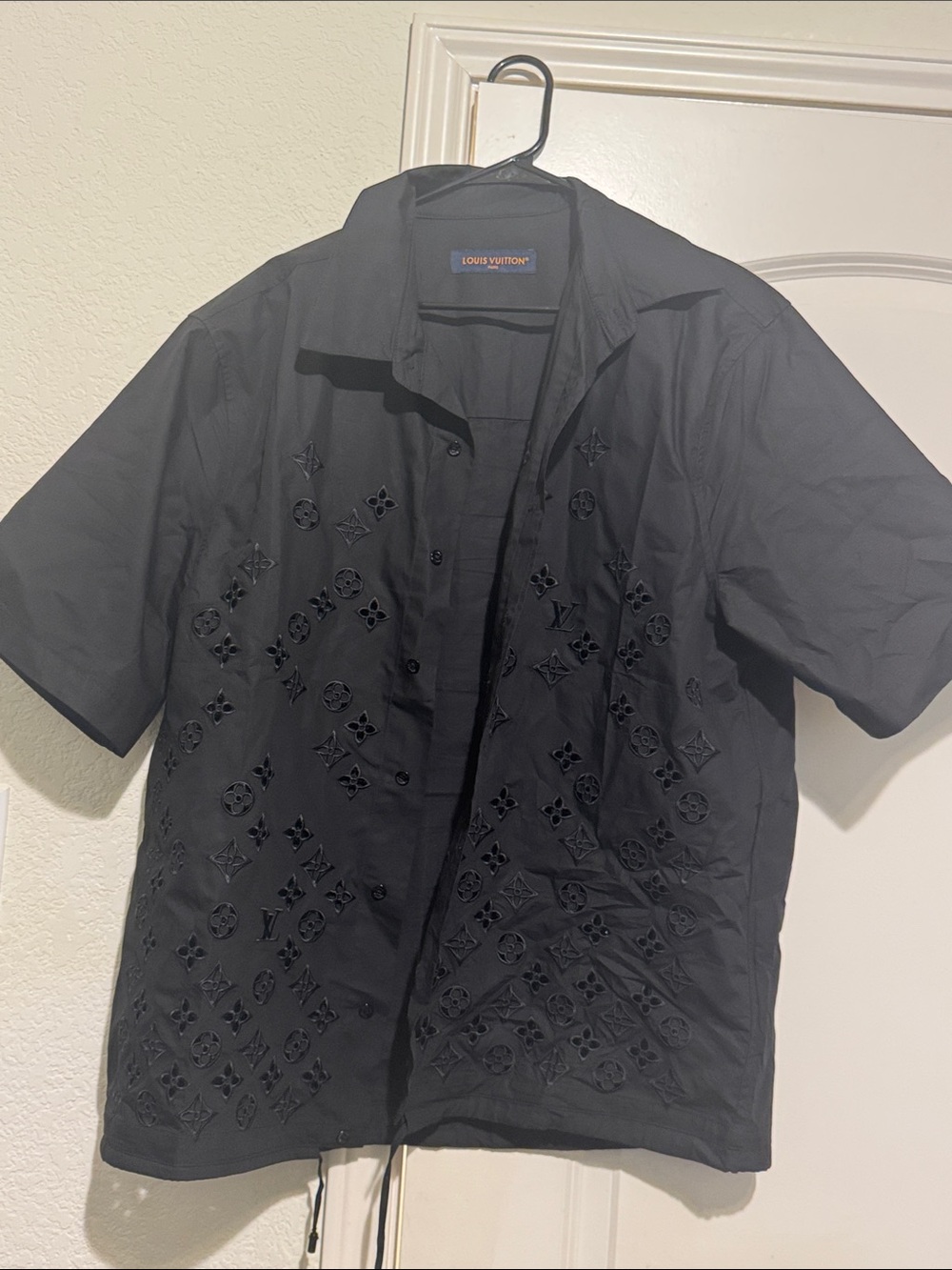 Louis Vuitton Black Embossed Monogram Short-Sleeve Shirt Jacket